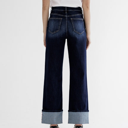 High Rise Wide Leg With Cuff Hem