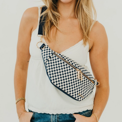 Navy Checkered Sidekick Bum Bag - Shop Simply Apparel