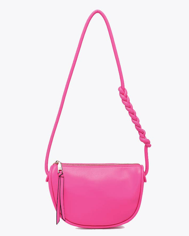 Hot Pink Annaka Shaped Crossbody w/ Knotted Strap