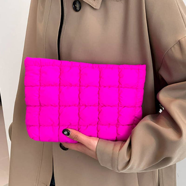 Hot Pink Quilted Puffy Clutch Bag - Shop Simply Apparel