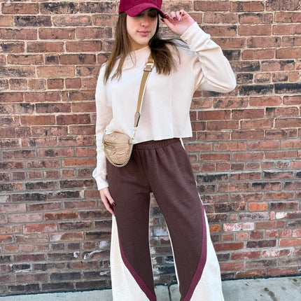 Brown/Oatmeal Contrast Sweatpants
