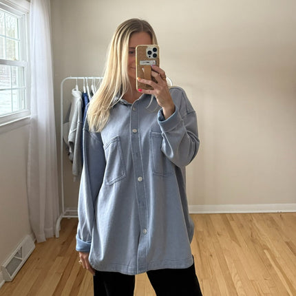 Lt. Blue Super Soft Button Up - Shop Simply Apparel
