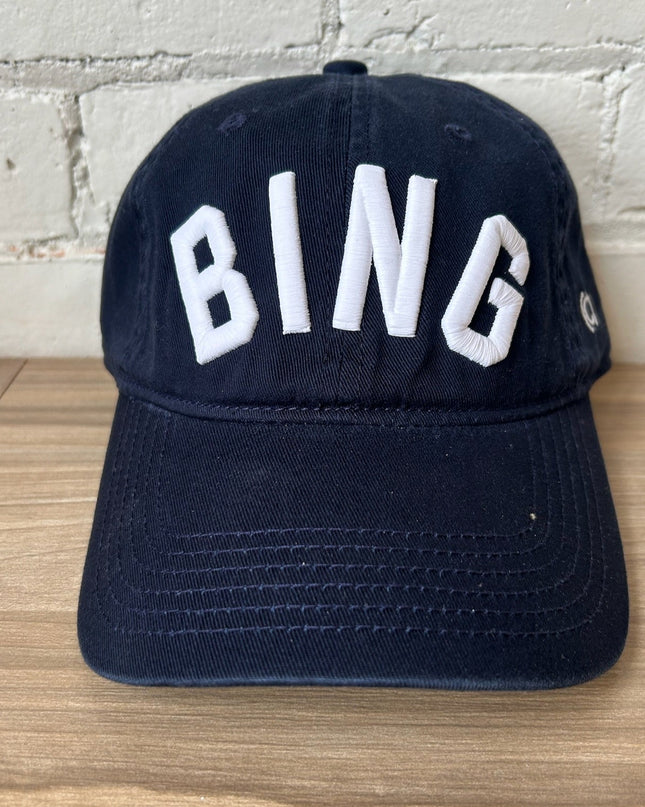 BING Navy Hat w/White Curved Embroidery - Shop Simply Apparel