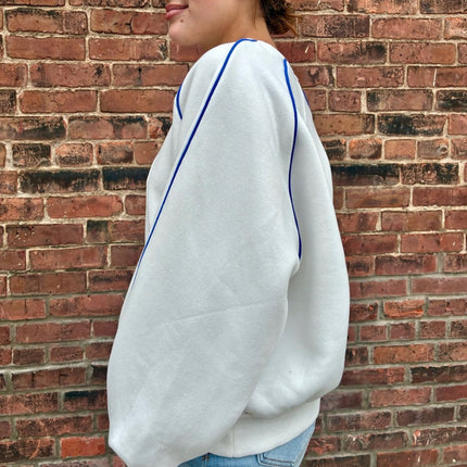 White Melange Amelia Contrast Piping Sweatshirt - Shop Simply Apparel