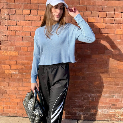 Black Wide Leg Track Pants