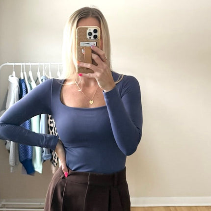 Crown Blue Square Neck Top (one size) - Shop Simply Apparel