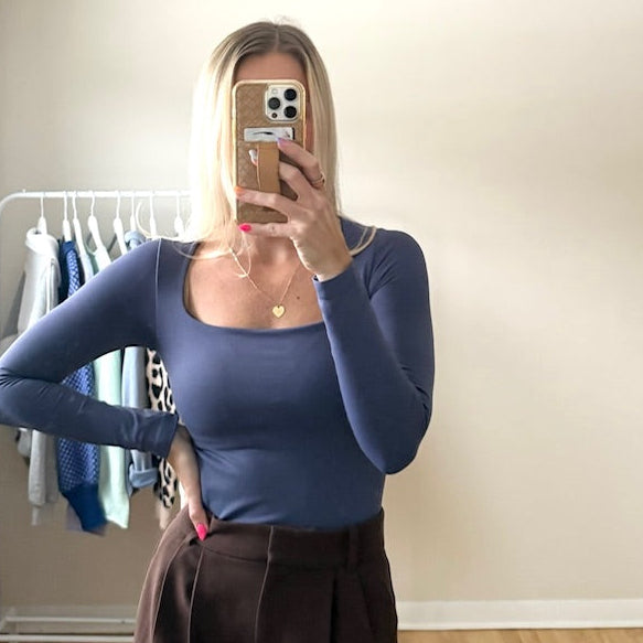 Crown Blue Square Neck Top (one size)