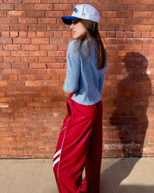 Red Wide Leg Track Pants
