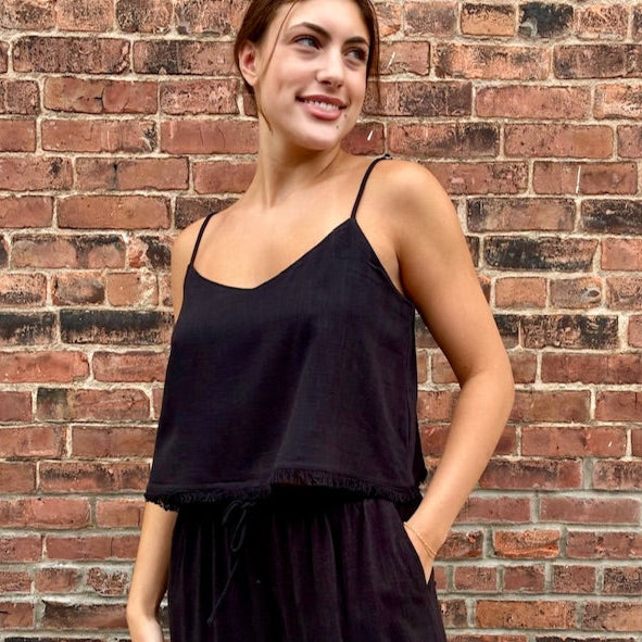 Black Sabel Linen Tank
