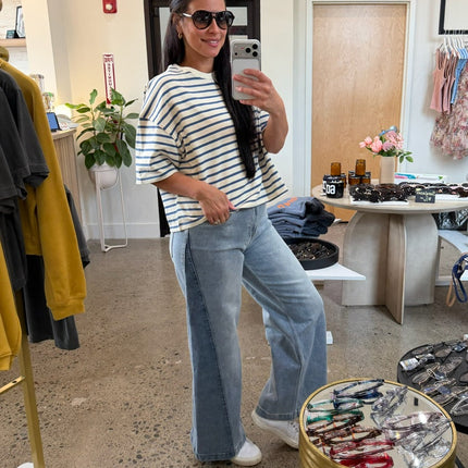 Two-tone High Waist Denim Jeans