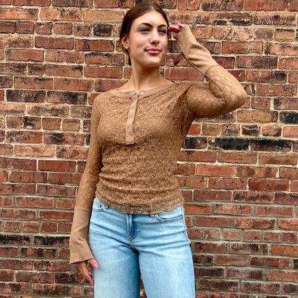 Tan Lace Top