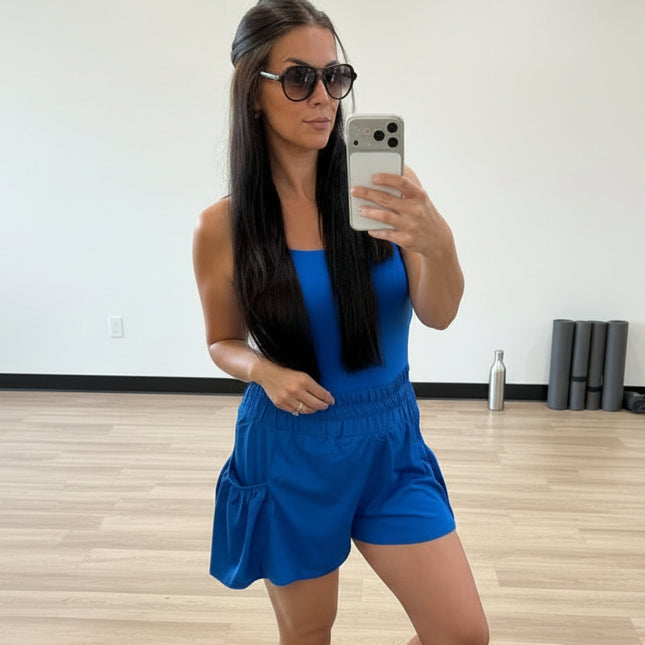 blue free people athleisure romper