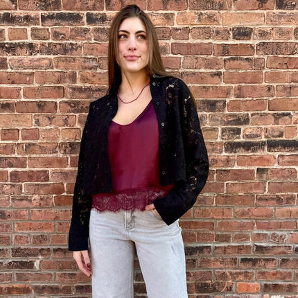 Coraline Wine Lace Trim Top