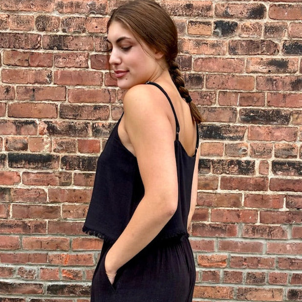 Black Sabel Linen Tank