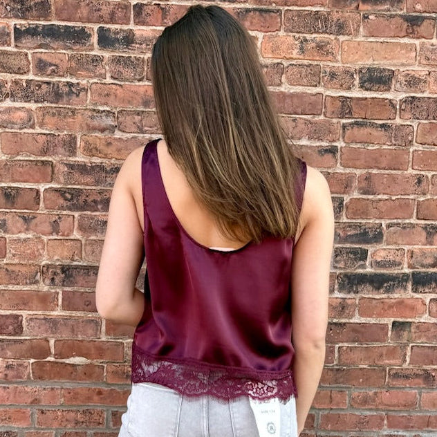 Coraline Wine Lace Trim Top