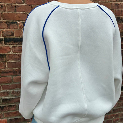 White Melange Amelia Contrast Piping Sweatshirt - Shop Simply Apparel