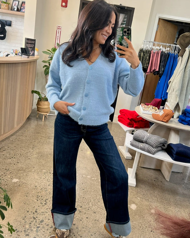 Light Blue Soft Brushed Cardigan - Shop Simply Apparel
