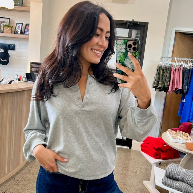 Grey Soft Henley Top