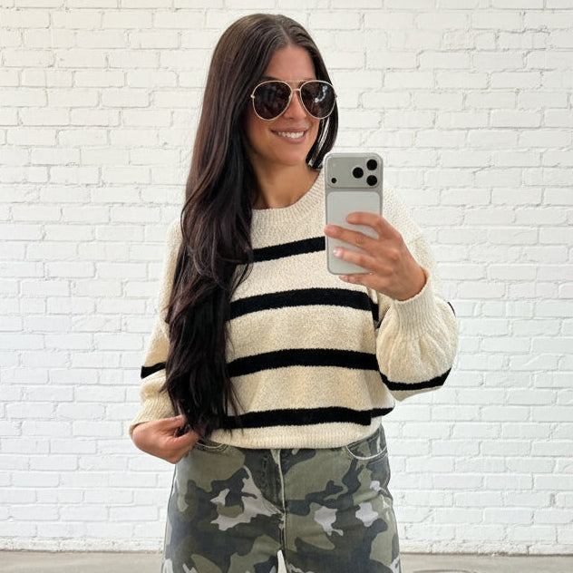 Black Stripe Lightweight Sweater