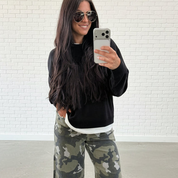 Black twofer sweatshirt