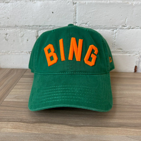 BING Green Hat w/Orange Curved Embroidery