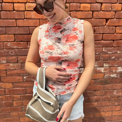 Floral Mesh Sleeveless Summer Top