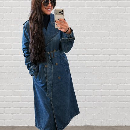Denim Long Trench Coat