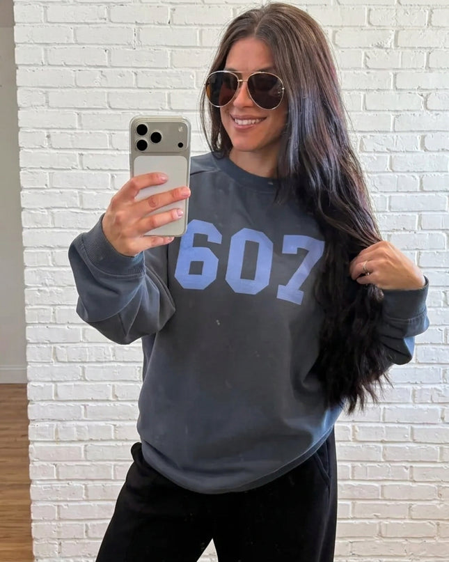 Deep Steel Blue 607 Fleece Sweatshirt