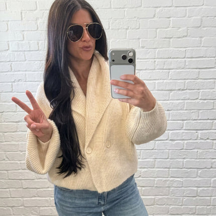 Cream Double-Breasted Cardigan