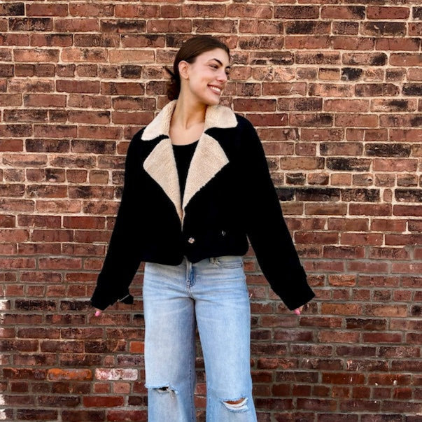 Black and Tan sherpa jacket