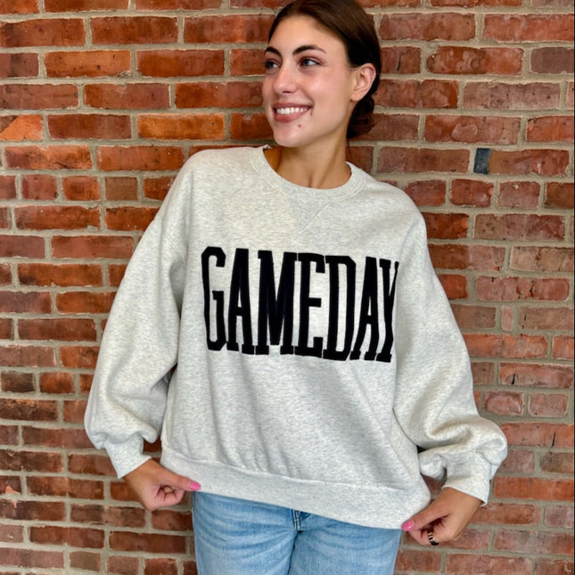 White Heather Game Day Sweatshirt - Shop Simply Apparel