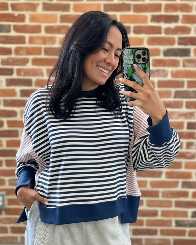 Nautical Stripe Sweatshirt Top