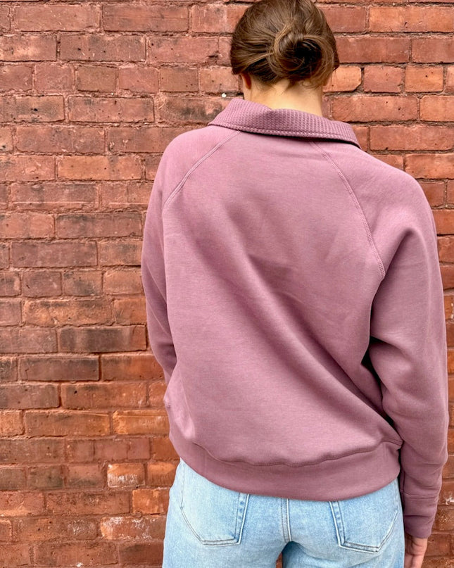 Rose Taupe Thermal Collared V-neck Sweater - Shop Simply Apparel