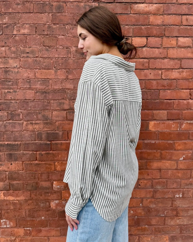 Black Stripe Button Down Shirt - Shop Simply Apparel