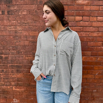 Black Stripe Button Down Shirt - Shop Simply Apparel
