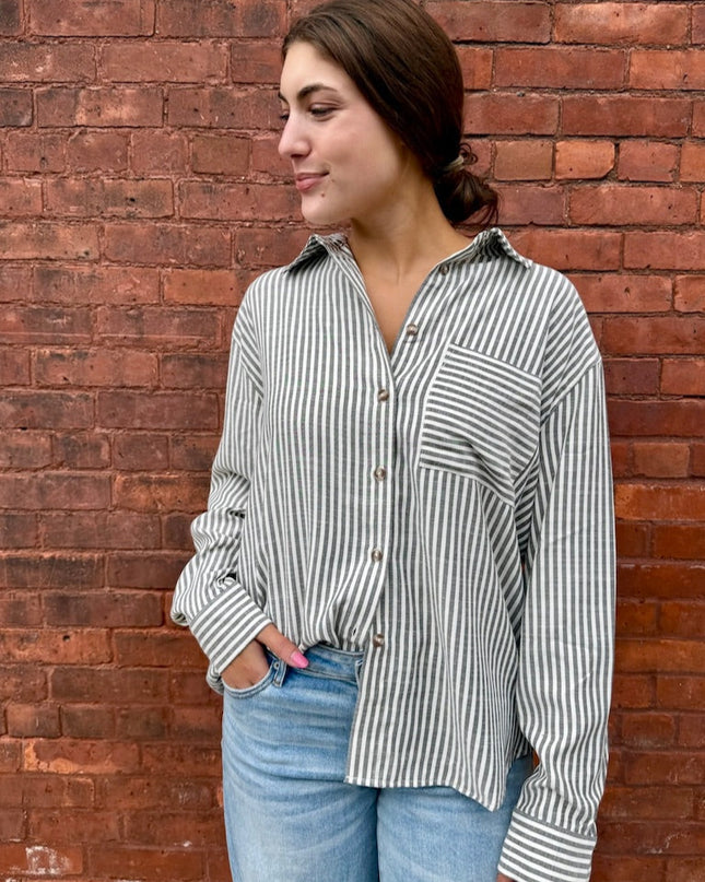 Black Stripe Button Down Shirt - Shop Simply Apparel