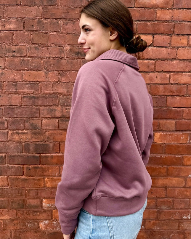 Rose Taupe Thermal Collared V-neck Sweater - Shop Simply Apparel