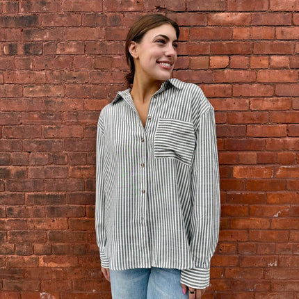 Black Stripe Button Down Shirt - Shop Simply Apparel
