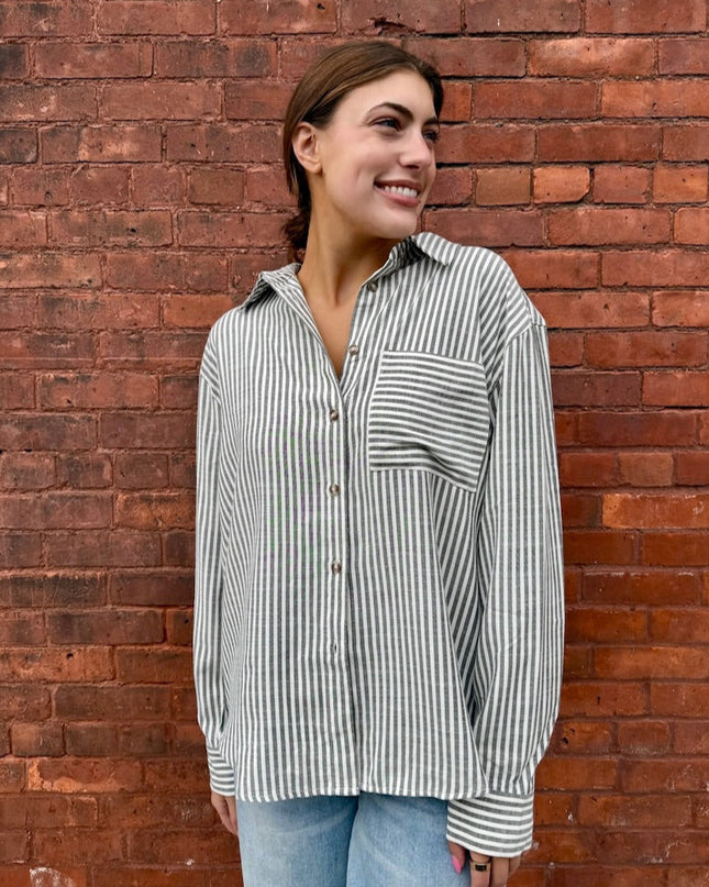 Black Stripe Button Down Shirt - Shop Simply Apparel