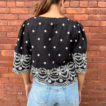 Black Embroidered Blouse Top - Shop Simply Apparel
