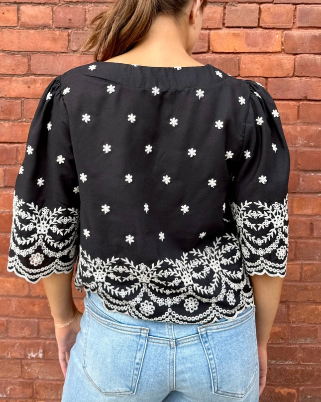 Black Embroidered Blouse Top - Shop Simply Apparel