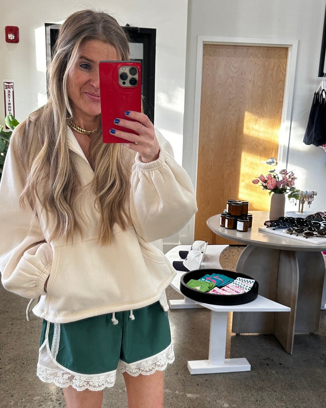 Ecru Half Zip Boxy Pullover
