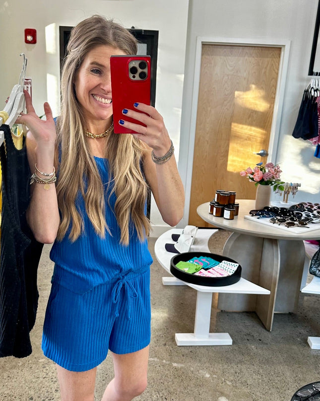 Royal Blue Softcore Ribbed Lounge Tank Top