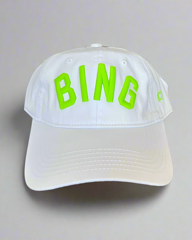 BING White Hat w/Neon Green Curved Embroidery - Shop Simply Apparel