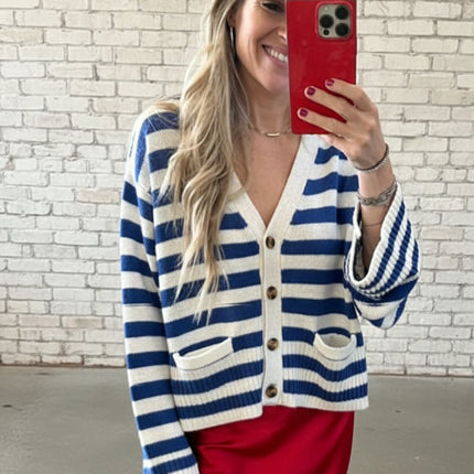 Blue White Americana Cardigan