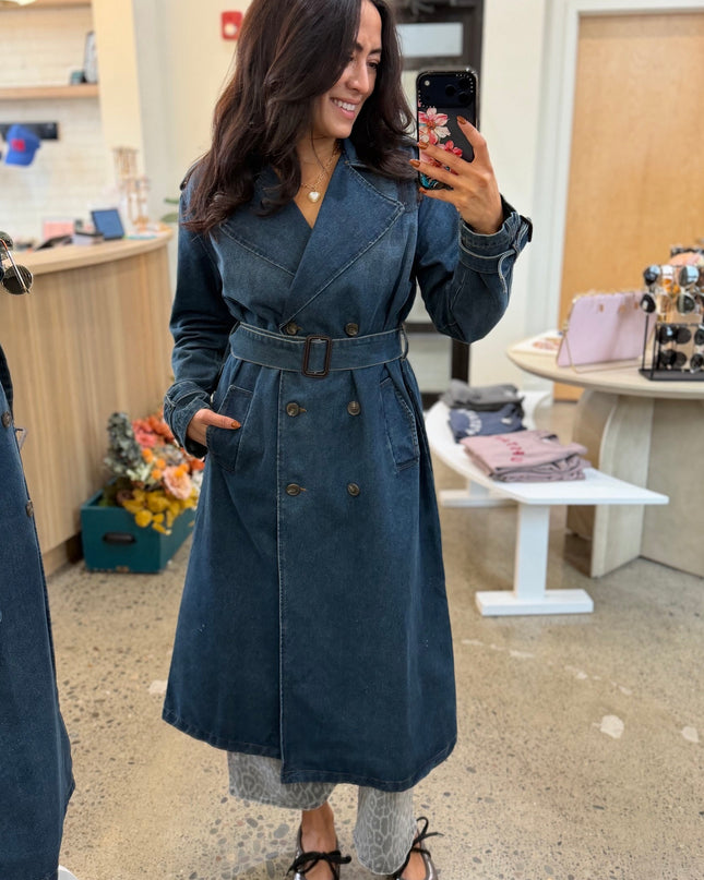 Denim Long Trench Coat