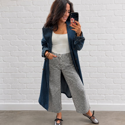 Denim Long Trench Coat