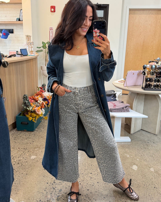 Denim Long Trench Coat