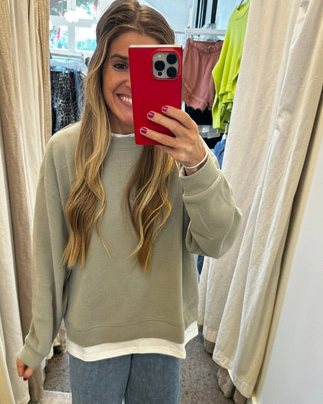 Light Moss Always On Crew Pullover