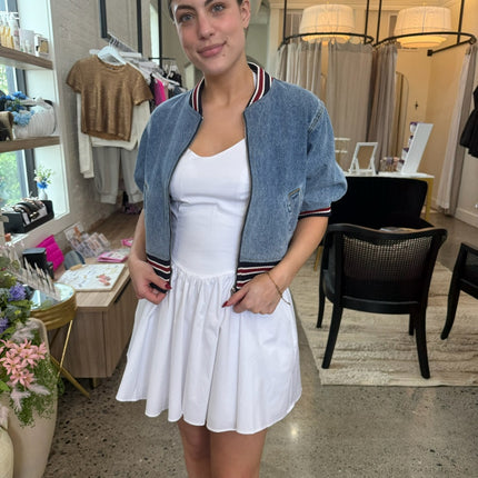 Denim Jacket and White dress